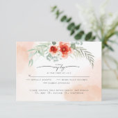 RSVP | Waterverf Koral Splash Floral Wreate Kaartje (Staand voorkant)