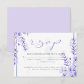 RSVP | Waterverf Lavender - Dusty Blue Florals Kaart (Voorkant / Achterkant)