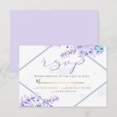 RSVP | Waterverf Lavender - Dusty Blue Florals Kaart (Voorkant / Achterkant)