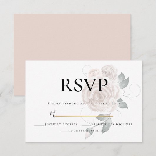 RSVP | Waterverf Roos roze (Voorkant / Achterkant)