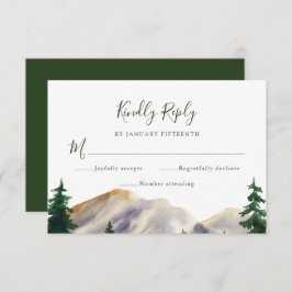 RSVP Waterverf Rustic Mountains Green Wedding