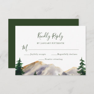 RSVP Waterverf Rustic Mountains Green Wedding