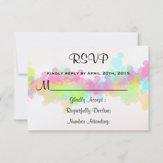 RSVP Waterverf Splatter Kleurrijk Abstract Ontwerp (Voorkant)