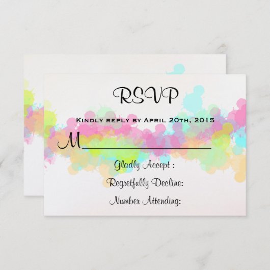 RSVP Waterverf Splatter Kleurrijk Abstract Ontwerp (Voorkant / Achterkant)