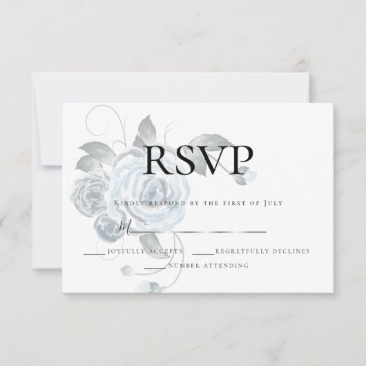 RSVP | Waterverf Stof Blauw Bloem Boeket Bruiloft  (Voorkant)