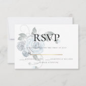 RSVP | Waterverf Stusty Blue Floral Wedding (Voorkant)