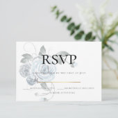 RSVP | Waterverf Stusty Blue Floral Wedding (Staand voorkant)