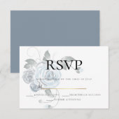 RSVP | Waterverf Stusty Blue Floral Wedding (Voorkant / Achterkant)