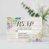 RSVP-Waterverf Succulent Rustic Wood RSVP Kaartje (Staand voorkant)