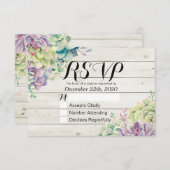 RSVP-Waterverf Succulent Rustic Wood RSVP Kaartje (Voorkant / Achterkant)