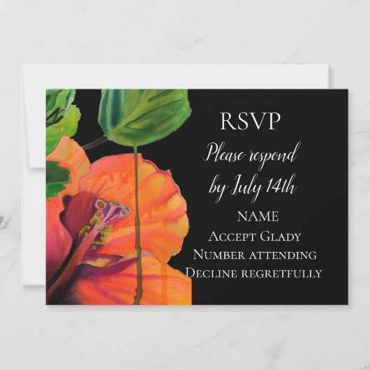RSVP waterverf tropische hibiscus flower Kaart (Voorkant)