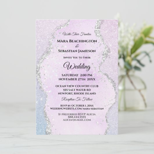 *~* RSVP Website Abstract Pastel AR13 Wedding Kaart (Staand voorkant)