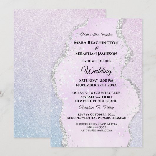 *~* RSVP Website Abstract Pastel AR13 Wedding Kaart (Voorkant / Achterkant)