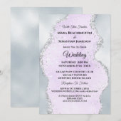 *~* RSVP Website Abstract Silver Foil AR13 Wedding Kaart (Voorkant / Achterkant)