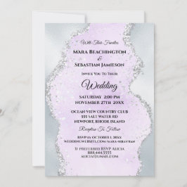 *~* RSVP Website Abstract Silver Foil AR13 Wedding Kaart