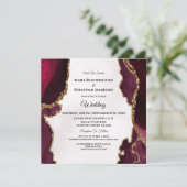 *~* RSVP Website AGATE AR13 Gold Maroon Wedding Kaart (Staand voorkant)