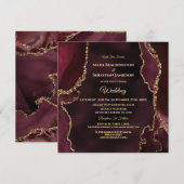 *~* RSVP Website AGATE MERLOT Gold AR13 Wedding Kaart (Voorkant / Achterkant)