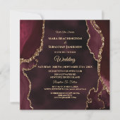 *~* RSVP Website AGATE MERLOT Gold AR13 Wedding Kaart (Voorkant)