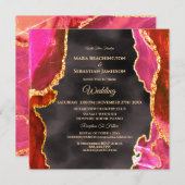 *~* RSVP Website AGATE Pink Gold AR13 Wedding Kaart (Voorkant / Achterkant)