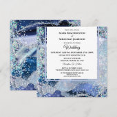 *~* RSVP Website AGATE Stars AR13 NAVY Wedding Kaart (Voorkant / Achterkant)