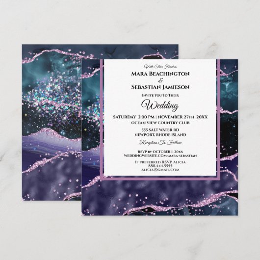 *~* RSVP website AGATE sterren Paarse AR13 bruilof Kaart (Voorkant / Achterkant)