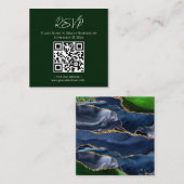 RSVP Website Blauw en Groen AgateWedding Vierkante Visitekaartje (Voorkant / Achterkant)