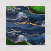 RSVP Website Blauw en Groen AgateWedding Vierkante Visitekaartje (Achterkant)