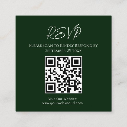 RSVP Website Blauw en Groen AgateWedding Vierkante Visitekaartje (Voorkant)