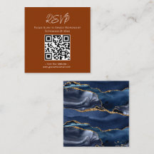 RSVP Website Blue Agate Gold Glitter Wedding Squar