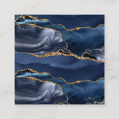 RSVP Website Blue Agate Gold Glitter Wedding Squar Vierkante Visitekaartje (Achterkant)