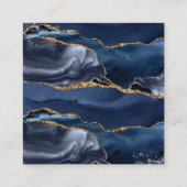 RSVP Website Blue Agate Gold Glitter Wedding Vierkante Visitekaartje (Achterkant)