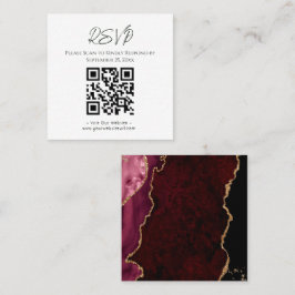 RSVP-website Burgundy Agate Gold Glitter Wedding Vierkante Visitekaartje