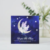 *~* RSVP Website CRYSTAL MOON STARS AR14 Huwelijk Kaart (Staand voorkant)