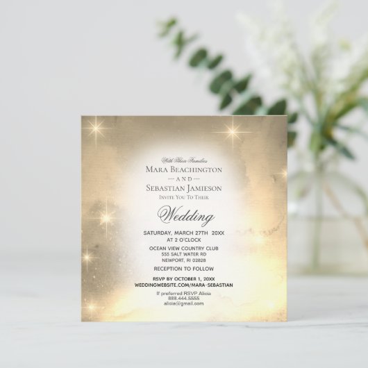 *~* RSVP Website Galaxy Nebula Celestial Wedding Kaart (Staand voorkant)