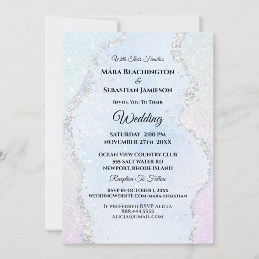 *~* RSVP Website Glitter Ombre Pastel AR13 Wedding Kaart (Voorkant)