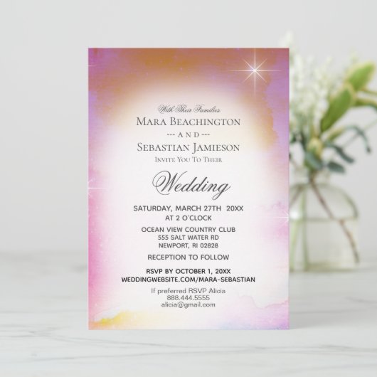 ** RSVP website kosmische nevel hemelse bruiloft Kaart (Staand voorkant)