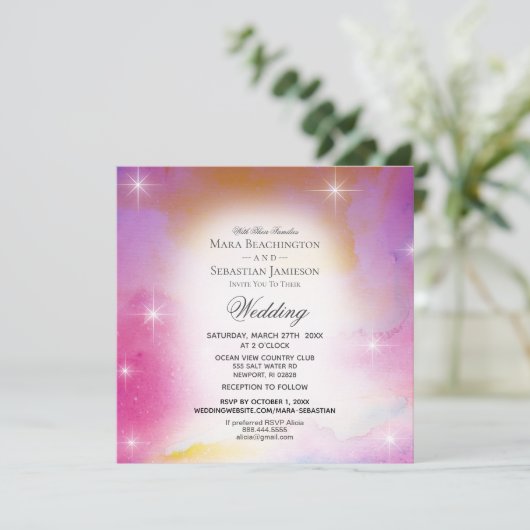 *~* RSVP Website Kosmos Nevel Hemelse Huwelijk Kaart (Staand voorkant)