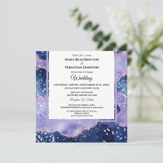 *~* RSVP Website Lavendel AGATE AR13 Sterren Trouw Kaart (Staand voorkant)