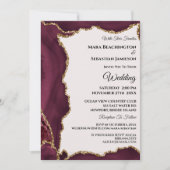 *~* RSVP Website Maroon AGATE Gold AR13 Wedding Kaart (Voorkant)