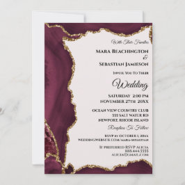 *~* RSVP Website Maroon AGATE Gold AR13 Wedding Kaart