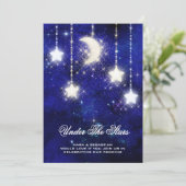 *~* RSVP Website MOON STARS Hemelse AR14 Huwelijk Kaart (Staand voorkant)