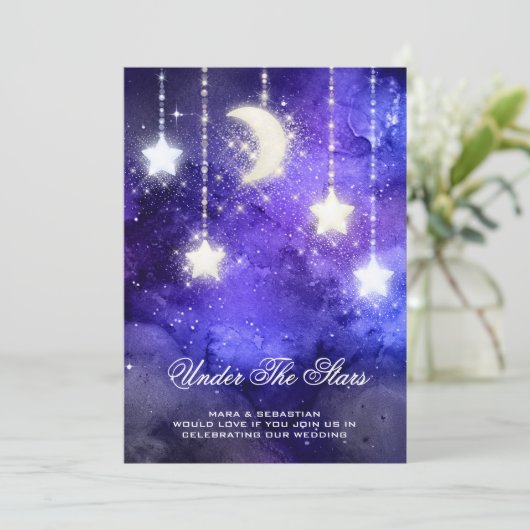 *~* RSVP Website MOON STARS Kosmische AR14 bruilof Kaart (Staand voorkant)