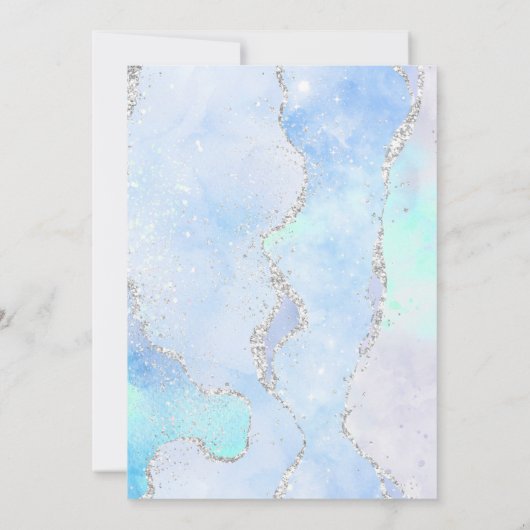*~* RSVP Website - Ocean AGATE Blue AR13 Wedding Kaart (Achterkant)