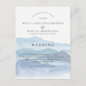 RSVP-website over blauwe Waterverf bruiloft Briefkaart (Voorkant)