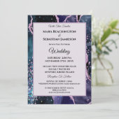 *~* RSVP Website - Paarse AGATE Stars AR13 Wedding Kaart (Staand voorkant)