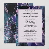 *~* RSVP Website - Paarse AGATE Stars AR13 Wedding Kaart (Voorkant / Achterkant)