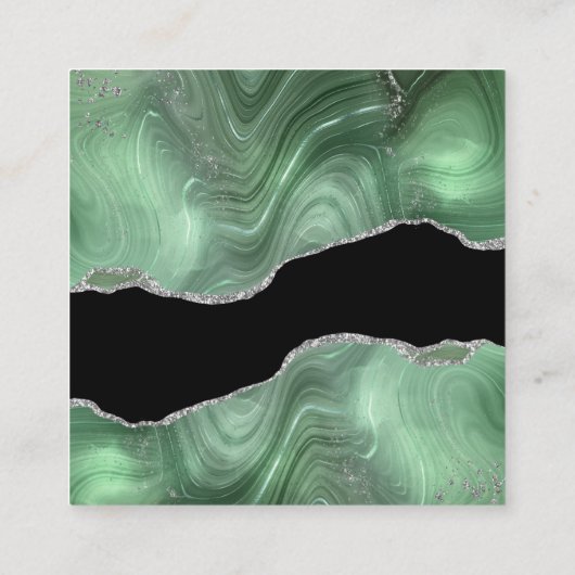 RSVP Website Sage Green Agate Gold Glitter Weddens Vierkante Visitekaartje (Achterkant)
