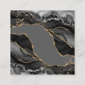 RSVP Website - Zwarte Agate Gold Glitter Weddensch Vierkante Visitekaartje (Achterkant)