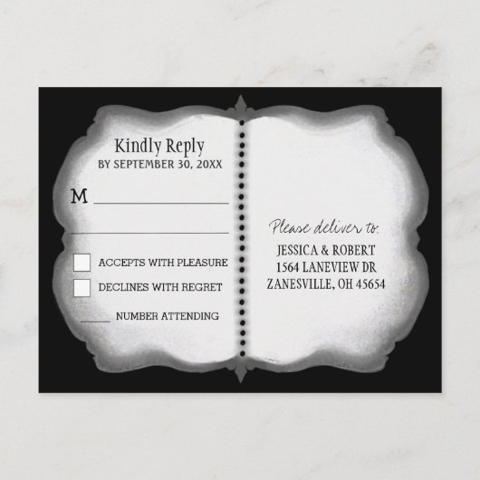 RSVP Wed Briefkaart - Halloween Skull Sinaasappel (Achterkant)