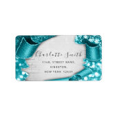 RSVP Weddenschap 3D Blauwgroen Groen Glitter Music Etiket (Voorkant)